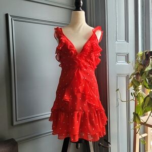 For Love And Lemons Scarlet Polka Dot Mini Dress